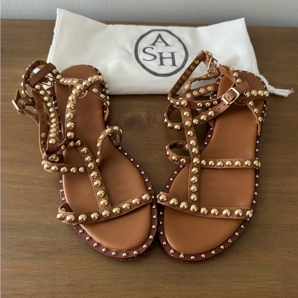 Ash Women's Tan Studded Sandals